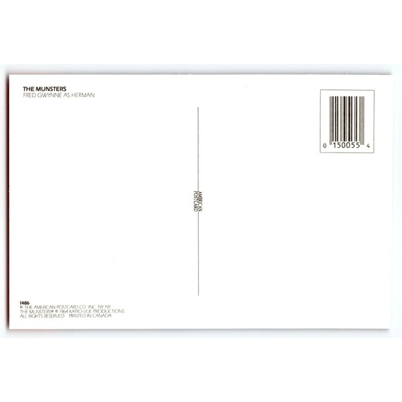 The Munsters Herman Fred Gwynne Postcard Chrome Continental Halloween Horror TV - Picture 2 of 2